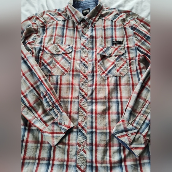 BLACKJACK Men's Button Up Shirt. Size Large. Long Adjustable Sleeves. - Picture 1 of 6